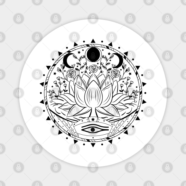 Lotus Flower Mandala Magnet by CelestialStudio